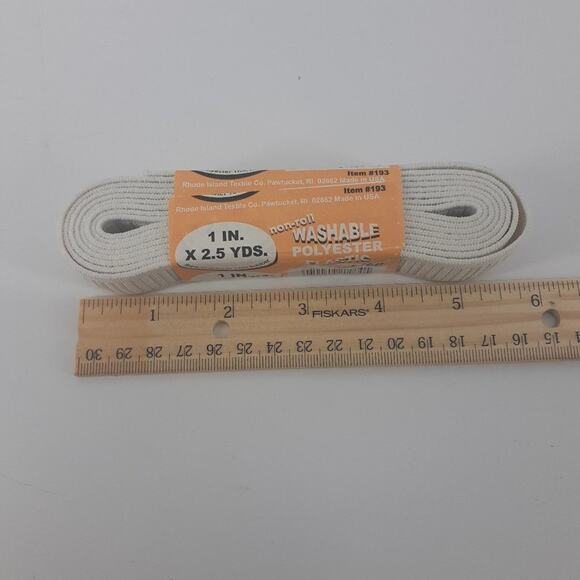 Stretchrite Non-roll Washable Polyester Elastic 1 in. x 2.5 Yds White wide - Picture 9 of 10